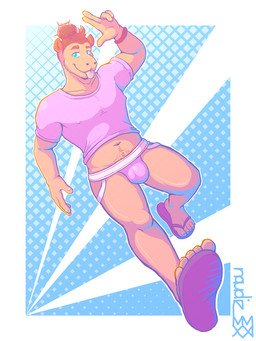 5_toes anthro body_hair bracelet bulge clothing feet flip_flops footwear gesture hair hair_bun happy_trail jewelry jockstrap looking_at_viewer male nipples_through_clothes plantigrade running sandals shirt shoes smile solo toes tongue tongue_out topwear underwear waving naudiz_(artist) chord_progressions capybara caviid mammal rodent 3:4 absurd_res hi_res