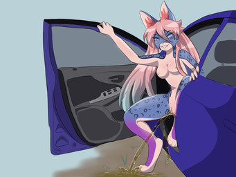 anthro bodily_fluids breasts car female female_peeing fur genital_fluids genitals hair inside_car inside_vehicle long_hair looking_at_viewer markings multicolored_hair nipples nude peeing peeing_on_ground simple_background sitting smile solo spots spotted_body spotted_fur two_tone_hair urine urine_on_ground urine_stream vehicle vulva watersports raveneevee mythology rose_(fire2ninja) dragon felid feline felis hybrid leopard mammal mythological_creature mythological_scalie pantherine scalie 4:3 absurd_res digital_media_(artwork) hi_res