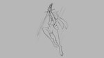 16:9 2019 action_pose anthro breasts digital_drawing_(artwork) digital_media_(artwork) female genitals grey_background lagomorph leporid long_ears mammal melee_weapon monochrome navel nipples nude open_mouth pose pussy rabbit simple_background sketch solo sword watsup weapon widescreen