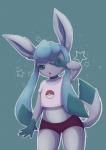 anthro blue_body blue_eyes blue_fur breasts clothed clothing female fur kemono looking_at_viewer simple_background smile solo sadleen nintendo pokemon eeveelution generation_4_pokemon glaceon pokemon_(species) absurd_res digital_media_(artwork) hi_res