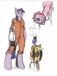 1_eye alternate_species anthro anthrofied artificial_intelligence clothing dialogue female female_anthro female_non-humanoid_machine food fur furrification group hair horn jumpsuit larger_anthro larger_female larger_non-humanoid_machine long_fall_boots machine male multicolored_hair non-humanoid_machine orange_jumpsuit pink_body pink_fur plant ponification portal_gun potato purple_hair robotization simple_background size_difference smaller_female smaller_male smaller_non-humanoid_machine speech_bubble standing text turret two_tone_hair vegetable what where_is_your_god_now white_background why coatl_(artist) friendship_is_magic hasbro my_little_pony mythology portal_(series) valve applejack_(mlp) chell glados pinkie_pie_(mlp) potatos_(portal) princess_luna_(mlp) sentry_turret_(portal) turret_(portal) twilight_sparkle_(mlp) wheatley earth_pony equid equine horse mammal mythological_creature mythological_equine personality_core_(portal) pony robot unicorn colored crossover digital_media_(artwork) english_text flat_colors full-length_portrait graphite_(artwork) meme mixed_media portrait sketch traditional_media_(artwork)