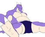 2_toes anthro bulge clothing dragon feet hi_res horn looking_at_viewer low-angle_view male muscular mythological_creature mythological_scalie mythology reclining scalie seyrmo smile solo toes underwear