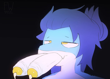 2_penises anthro blue_body bodily_fluids cum erection genital_fluids genitals humanoid_genitalia humanoid_penis male multi_genitalia multi_penis penis penis_tongue simple_background solo unusual_anatomy unusual_genitalia unusual_genitalia_placement unusual_penis_placement yellow_eyes fw4455 aquatic fish shark 2d_animation absurd_res animated digital_media_(artwork) frame_by_frame hi_res no_sound short_playtime video