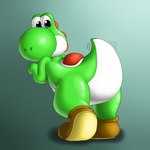 anthro butt clothing featureless_crotch footwear looking_at_viewer looking_back male presenting presenting_hindquarters raised_tail shoes solo tail tail_motion tailbutt tailwag thick_tail wafflefox mario_bros nintendo yoshi_(character) green_yoshi yoshi 1:1 2014