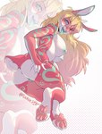 anthro big_breasts breasts butt female genitals holding_butt nipple_piercing nipples nude piercing presenting presenting_hindquarters rear_view side_view solo tongue tongue_out under_boob vulva flochiie lagomorph mammal hi_res signature