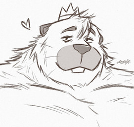 anthro crown headgear heart_symbol male musclegut muscular simple_background solo white_background rocksomnia28 disney hoppers_(disney) pixar king_george_(hoppers) beaver mammal rodent 2026 portrait