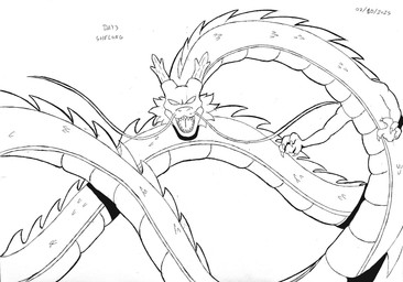 feral long_body male open_mouth serpentine sharp_teeth simple_background solo teeth text phunter15 dragon_ball dragon_ball_super dragon_ball_z inktober inktober_2025 mythology shenron dragon eastern_dragon mythological_creature mythological_scalie scalie 2025 character_name dated hi_res monochrome