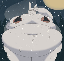 5_fingers anthro big_moobs bikini bodily_fluids clothed clothing crossdressing eyewear fingers fur glasses hair huge_moobs male moob_squish moobs morbidly_obese morbidly_obese_anthro morbidly_obese_male navel nipple_outline obese obese_anthro obese_male outside overweight overweight_anthro overweight_male snow snowing solo sweat sweatdrop swimwear two-piece_swimsuit white_body white_fur white_hair calebcorduroy desmond_(calebcorduroy) lagomorph leporid mammal rabbit hi_res