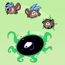 black_body blue_eyes bodily_fluids brown_body brown_fur buckteeth ear_piercing ear_ring ethereal_tentacles flying_sweatdrops fur gender_transformation jewelry markings mtf_transformation piercing red_eyes ring_piercing solo sweat sweatdrop teeth tentacles transformation whisker_markings trevor-fox trevor-fox_(character) mammal mouse murid murine rodent 1:1 hi_res nonbinary_(lore)