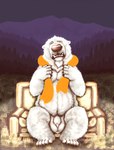 anthro balls black_nose detailed_background flaccid fur furniture genitals male outside overweight overweight_anthro overweight_male paws penis sitting sofa solo white_body white_fur dakota-bear bear mammal polar_bear ursine 2017 archived_source hi_res