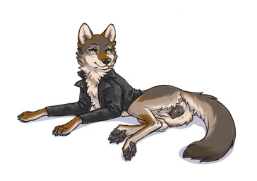 animal_genitalia animal_vulva canine_genitalia canine_vulva clothed clothing feet female feral fur genitals jacket looking_at_viewer lying open_clothing open_jacket open_topwear pawpads paws simple_background smile solo tail toes topwear vulva niffad canid canine canis coyote mammal digital_media_(artwork)