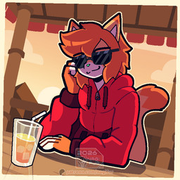 anthro beverage biped clothed clothing dating_sim dialogue dialogue_box eyewear femboy first_person_view fur gameplay gameplay_mechanics hair hoodie looking_at_viewer lore male open_mouth smile solo speech_bubble sunglasses tail text topwear wind nagifur mei_(nagifur) felid mammal 1:1 2d_animation animated animated_comic comic digital_media_(artwork) english_text loop story story_in_description