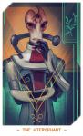 armor card card_template clothed clothing elderly fortune_telling horn major_arcana male solo tarot tarot_card the_hierophant_(tarot) wrinkles alteya bioware electronic_arts mass_effect mordin_solus alien salarian hi_res