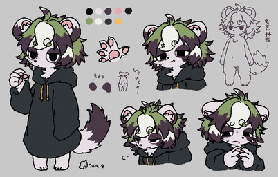 ahoge ambiguous_gender annoyed anthro barefoot black_body black_clothing black_fur black_hoodie black_topwear bodily_fluids bottomless clothed clothing fangs featureless_crotch feet fur hair half-closed_eyes happy hoodie hoodie_only looking_at_viewer narrowed_eyes nude open_mouth pawpads simple_background solo sweat tail teeth text topwear topwear_only white_body white_fur worried rn_s_t mammal mustelid musteline true_musteline weasel 2025 japanese_description japanese_text translation_request