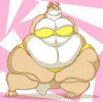 bikini clothing female morbidly_obese morbidly_obese_female obese obese_female overweight overweight_female simple_background smile solo swimwear two-piece_swimsuit codymcdowd callie_(codymcdowd) domestic_cat felid feline felis mammal hi_res