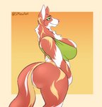 anthro big_breasts big_butt breasts butt female side_view simple_background solo thick_thighs mawliet adrianne_(mawliet) canid canine canis mammal wolf hi_res