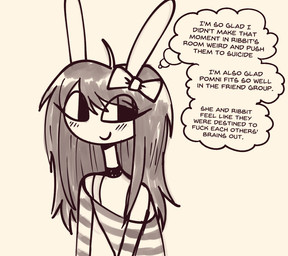 anthro big_ears bow_ribbon bra closed_smile clothed clothed_anthro clothed_intersex clothing collar female hair long_hair mouth_closed pattern_clothing profanity skinny_anthro skinny_intersex smile striped_clothing stripes text thought_bubble underwear gooseworx glitch_productions the_amazing_digital_circus gooseworx's_post-transition_jax_design jax_(tadc) lagomorph leporid mammal rabbit 2026 english_text half-length_portrait portrait trans_(lore) trans_woman_(lore)