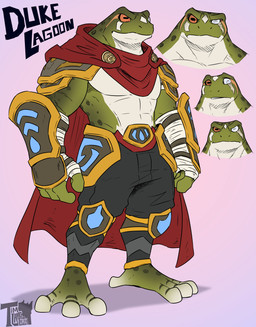 anthro arm_wraps armor barefoot cloak clothing feet horizontal_pupils male pupils scar solo wraps juniorjosi amphibian frog absurd_res hi_res