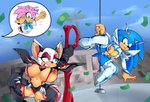 anthro big_breasts breasts cosplay crossgender dancing duo female leg_around_pole money nipples pole pole_dancing stripper_pole tipping missphase sega sonic_the_hedgehog_(series) amy_rose rouge_the_bat sonic_the_hedgehog bat eulipotyphlan hedgehog mammal