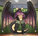 anthro barazoku bottomwear boxer_briefs boxer_briefs_only bulge camo camo_bottomwear camo_clothing camo_print capcom clothed clothing dragon facial_piercing grin hi_res locker_room looking_at_viewer male monster_hunter muscular mythological_creature mythological_scalie mythology nergigante nickgray nipple_piercing nipples nose_piercing nose_ring pattern_bottomwear pattern_clothing piercing ring_piercing scalie septum_piercing septum_ring smile spines tail topless underwear underwear_only