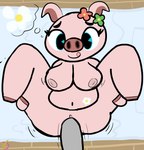 anthro aroused big_breasts breasts duo female licking licking_lips looking_pleasured lying male male/female on_back penetration presenting sex slightly_chubby slightly_chubby_female spreading tongue vaginal vaginal_penetration klutzatdusk animal_crossing nintendo gala_(animal_crossing) domestic_pig mammal suid suina sus_(pig)