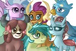 female group male simple_background white_background jbond european_mythology friendship_is_magic greek_mythology hasbro my_little_pony mythology gallus_(mlp) ocellus_(mlp) sandbar_(mlp) silverstream_(mlp) smolder_(mlp) yona_yak_(mlp) arthropod avian bovid bovine changeling dragon earth_pony equid equine gryphon hippogriff horse mammal mythological_avian mythological_creature mythological_scalie pony scalie yak 3:2 hi_res