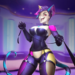 4_fingers anthro big_breasts breasts clothed clothing collar eyebrows eyelashes female fingers hair leash leash_pull leashed_collar leashed_viewer red_eyes smile solo deerstail mammal mouse murid murine rodent 1:1 2018 digital_media_(artwork) hi_res