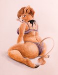 anthro big_butt bra breasts butt clothing enticing feet female male mature_female panties purple_eyes rear_view sitting slightly_chubby slightly_chubby_male smile smiling_at_viewer soles solo tail tail_motion tailwag turn_around underwear ichinoseura emi_(ichinoseura) bovid bovine cattle mammal absurd_res hi_res traditional_media_(artwork)