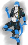 anthro black_sclera blue_body blue_eyes boots clothed clothing cropped_jacket footwear fully_clothed knee_pads looking_aside looking_away male multicolored_body shoes smoking solo two_tone_body krahs_tsai krahs_(krahs_tsai) fish marine shark absurd_res hi_res