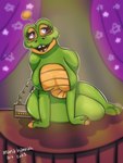 anthro big_breasts breasts curtains eyelashes featureless_breasts female fingers green_body nude open_mouth purple_curtains purple_eyes solo teeth tongue mana_hannah five_nights_at_freddy's freddy_fazbear's_pizzeria_simulator scottgames happy_frog_(fnaf) amphibian frog 2023 digital_media_(artwork) hi_res