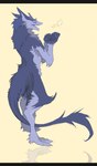 anthro arm_tuft blue_body blue_eyes blue_fur blue_tongue chest_tuft countershading elbow_tuft fur knee_tuft leg_tuft light_body male multicolored_body multicolored_chest multicolored_fur nude open_mouth purple_body purple_fur simple_background solo tail tail_tuft tan_background tongue tuft two_tone_body two_tone_fur yellow_background akrolayn sergal 2015 digital_media_(artwork) full-length_portrait hi_res letterbox portrait unavailable_at_source