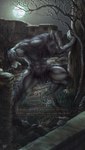 anthro full_moon male moon night nude old_building plant solo tree dhacktrix mythology dwayne_cooper_(jasonvuk666) canid canine mammal monster mythological_canine mythological_creature werecanid werecanine werecreature werewolf hi_res