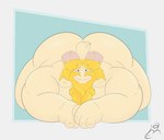 anthro blonde_hair body_hair fur hair long_ears male male/male nude smile solo white_body white_fur jon_noj undertale undertale_(series) asgore_dreemurr boss_monster_(undertale) bovid caprine goat mammal hi_res