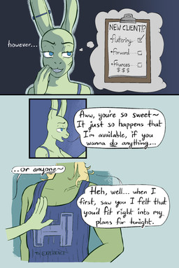 anthro breasts clipboard clothed clothing dialogue duo ear_piercing female fur hair industrial_piercing male mischievous open_mouth piercing simple_background smile text lost_andsafe halcyon_(series) sunflower_(halcyon) walker_(halcyon) equid equine horse lagomorph leporid mammal rabbit 2025 absurd_res comic digital_media_(artwork) english_text hi_res