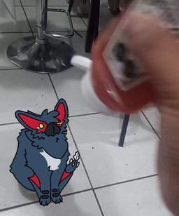 beady_eyes beak blue_body blue_fur bodily_fluids disembodied_hand duo feral food fur hair ketchup ketchup_bottle membrane_(anatomy) membranous_wings real red_body red_fur red_wings solo_focus tail tears tongue wings ruionrollers capcom monster_hunter real_world rui_shirocuga flying_wyvern human mammal monster nargacuga digital_drawing_(artwork) digital_media_(artwork) draw_over mixed_media photography_(artwork)