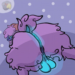 anus balls big_butt butt feral fluffy fur genitals glowing glowing_anus glowing_balls glowing_eyes glowing_genitalia looking_at_viewer male pink_body pink_fur pink_wool raised_leg raised_tail simple_background solo tail thick_thighs wool_(fur) hurricane_weaver bovid caprine mammal sheep 1:1 dithering shaded simple_shading