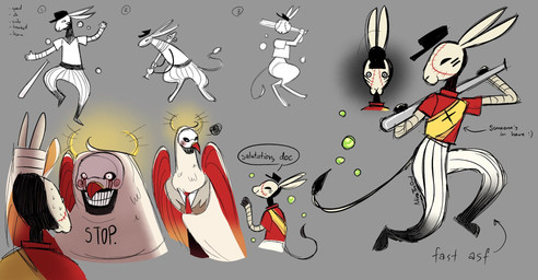 anthro ball baseball_(ball) baseball_bat baseball_cap bat_(object) beak biped black_baseball_cap black_clothing black_hat black_headwear blood blood_from_eye bodily_fluids bottomwear brown_clothing brown_topwear closed_smile clothed clothed_anthro clothed_male clothing dialogue directional_arrow duo emanata emoticon eye_contact eyes_closed feathered_wings feathers frustration_cloud grey_background halo hat headgear headwear looking_at_another looking_at_viewer male mouth_closed necktie nervous nervous_sweat numbered_sequence pants pattern_bottomwear pattern_clothing pattern_pants red_beak red_body red_clothing red_feathers red_necktie red_shirt red_topwear rosy_cheeks scared shirt simple_background simple_eyes smile speech_bubble striped_bottomwear striped_clothing striped_pants stripes sweat sweatdrop tail tail_tuft teeth text toothy_grin topwear tuft white_body white_bottomwear white_clothing white_feathers white_pants white_sclera wings yellow_clothing yellow_shirt yellow_topwear ninetheowl team_fortress_2 valve medic_(team_fortress_2) scout_(team_fortress_2) avian bird lagomorph leporid mammal rabbit 2026 artist_name black_and_white colored digital_drawing_(artwork) digital_media_(artwork) english_text full-length_portrait half-length_portrait headshot_portrait hi_res monochrome portrait sketch