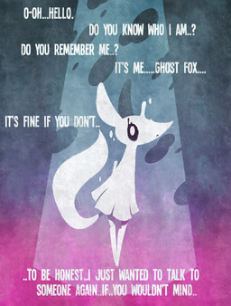 ambiguous_gender anthro clothing dialogue dress greeting solo text white_text shane_frost ghost_fox canid canine fox ghost mammal spirit english_text