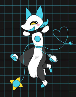 4_fingers anthro female fingers floating_hands holding_object holding_weapon machine melee_weapon solo weapon mrboomo deltarune undertale_(series) tasque_manager darkner robot absurd_res hi_res