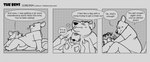 anthro belly big_belly clothing dialogue duo male overweight overweight_male shirt sitting text topwear barnem mammal murid murine rat rodent 2024 comic english_text hi_res monochrome