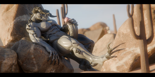 3_claws 3_toes 5_claws 5_fingers abs against_natural_surface against_object against_rock against_surface anthro aroused balls barazoku barely_visible_balls barely_visible_genitalia bent_leg big_balls big_muscles big_pecs big_penis biped black_bars blue_eyes bodily_fluids cactus claws cum cum_drip cum_on_body cum_on_chest cum_on_face cum_on_own_face cum_on_penis cum_on_self desert dripping dutch_angle empty_eyes erection feet finger_claws fingers genital_fluids genitals glans glowing glowing_eyes grey_balls grey_body grey_penis hand_on_own_penis hand_on_penis head_horn holding_penis horn humanoid_genitalia humanoid_penis leaning leaning_backward looking_pleasured male masturbation muscular muscular_anthro muscular_male narrowed_eyes navel nude_anthro nude_male outside pecs penile penile_masturbation penis pink_glans plant reclining saguaro sharp_teeth side_view solo spikes spikes_(anatomy) teeth thick_thighs toe_claws toes vein veiny_penis junatah fallout microsoft kaas_(junatah) deathclaw reptile scalie 2025 2:1 3d_(artwork) absurd_res blender_(artwork) digital_media_(artwork) hi_res letterbox watermark