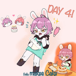 anthro apron bangs bent_arm birthday birthday_cake black_boots black_clothing black_footwear black_hoodie black_topwear blush bodily_fluids book boots bowl brown_pupils buckteeth cake candle closed_smile clothed clothed_anthro clothed_female clothing container cup decorating dessert duo exclamation_point eyebrow_through_hair eyebrows eyelashes eyes_closed female female_anthro fire flat_chested food footwear fruit fur furniture hair half-closed_eyes happy heart_symbol holding_bowl holding_container holding_icing_bag holding_object holding_whisk hoodie icing icing_bag light lit_candle long_ears looking_at_object measuring_cup medium_hair mitten_hands mixing mixing_bowl mouth_closed multicolored_hair narrowed_eyes number open_book open_mouth pink_background pink_hair plant pupils purple_hair red_tongue rolling_pin shirt shoes simple_background smile sparkles stickers_on_face strawberry sweat sweatdrop t-shirt table tan_body tan_eyelids tan_inner_ear tan_skin teal_apron teal_clothing teeth text thin_eyebrows tongue tongue_out topwear translucent translucent_hair two_tone_hair white_body white_clothing white_fur white_hair white_shirt white_t-shirt white_topwear yellow_eyes peypey_mei1925 raving_rabbids rayman_(series) ubisoft bella_(peypey_mei1925) fan_character pey_(peypey_mei1925) lagomorph mammal rabbid 1:1 2025 artist_name colored digital_drawing_(artwork) digital_media_(artwork) english_description english_text hi_res lighting multiple_scenes shaded
