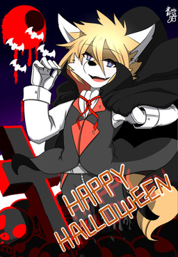 anthro biped black_nose blonde_hair blue_eyes bone bottomwear cape clothed clothing costume cross cute_fangs detailed_background dipstick_ears ear_markings eye_through_hair eyebrow_through_hair eyebrows fangs fur gloves hair half-closed_eyes handwear holidays jacket looking_at_viewer male melting moon multicolored_body multicolored_ears multicolored_fur narrowed_eyes night open_mouth pants shirt skull sleeveless_clothing smile solo tan_body tan_fur teeth text topwear translucent translucent_hair two_tone_body two_tone_fur white_body white_fur saku1saya halloween windows_(saku1saya) bat canid canine canis domestic_dog mammal vampire 2014 absurd_res english_text hi_res watermark