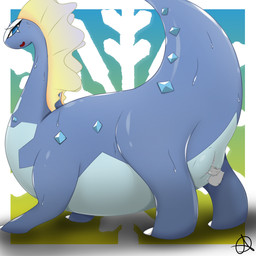 bestiality duo female feral genitals male male/female male_on_feral vulva presialexander nintendo pokemon aurorus dinosaur fossil_pokemon generation_6_pokemon pokemon_(species) prehistoric_species reptile scalie 1:1 hi_res