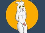 anthro balls biped blep fur genitals hair horn long_ears looking_at_viewer male mouth_closed nude penis simple_background smile solo tongue tongue_out white_body white_fur aafox196 undertale undertale_(series) asriel_dreemurr boss_monster_(undertale) bovid caprine mammal 2020 4:3 digital_media_(artwork) hi_res signature