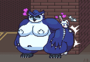 against_surface against_wall anime_nosebleed anthro anthro_on_anthro aroused beak bedroom_eyes belly belly_overhang big_belly big_breasts big_butt blue_body blue_feathers breasts brick brick_wall broken_bone butt butt_slam butt_smother cracked_wall cracks crouching deep_navel dominant dominant_anthro dominant_female duo feathers female female/female fur heart_symbol huge_butt huge_hips interspecies larger_anthro larger_dom larger_female love multicolored_body multicolored_feathers narrowed_eyes naturally_censored navel nude obese obese_anthro obese_female outside overweight overweight_anthro overweight_female pinned pinned_to_wall seductive size_difference smaller_anthro smaller_female smothering submissive submissive_anthro submissive_female two_tone_body two_tone_feathers wall_(structure) weight_difference white_body white_feathers white_fur wide_eyed wide_hips jellybru effa_(jellybru) vellabella_(jellybru) avian bird lagomorph leporid mammal owl rabbit 2024 digital_media_(artwork) pixel_(artwork) signature