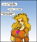 animal_humanoid big_breasts blonde_hair breast_expansion breasts calibos cat_humanoid cheetah cheetara clothed clothing dialogue english_text expansion felid felid_humanoid feline feline_humanoid female fur hair humanoid mammal mammal_humanoid markings open_mouth simple_background smile solo spots spotted_body spotted_fur spotted_hair text thundercats