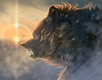 ambiguous_gender black_nose blue_eyes brown_body brown_fur day detailed_background feral fur outside sky solo sun wolfroad bear mammal 2020 digital_media_(artwork)