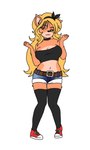 anthro blonde_hair bottomwear choker clothing cutoffs denim denim_bottomwear denim_clothing female footwear hair hosiery jeans jewelry legwear navel necklace pants shoes shorts sneakers solo stockings topwear tube_top ahbleachvore vilanda_(artist) activision crash_bandicoot_(series) fan_character tira_bandicoot_(ahbleachvore) tira_bandicoot_(vilanda) bandicoot mammal marsupial