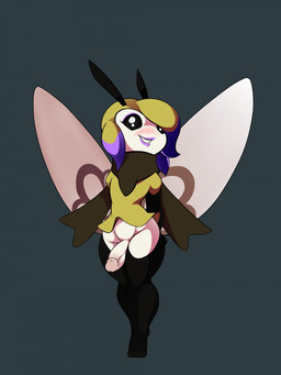 antennae_(anatomy) black_eyes blonde_hair clothing erection genitals glans grey_background hair humanoid_genitalia humanoid_penis insect_wings legwear male penis pokemorph purple_hair scarf shirt simple_background solo thigh_highs topwear wings lavenderrose nintendo pokemon animal_humanoid arthropod generation_7_pokemon humanoid insect pokemon_(species) pokemon_humanoid ribombee 3:4 hi_res